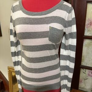 Striped Gray and White Sweater/Medium